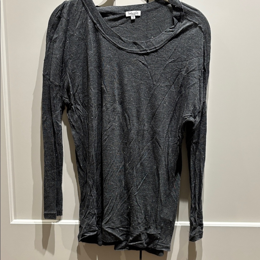 Splendid Charcoal Long Sleeve Top w Dolman Sleeves and Glitter Effect
